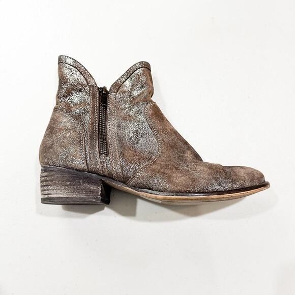 Seychelles x Anthropology Lucky Penny Metallic Silver Pewter Zip Up Boot Size 6 - Picture 5 of 7